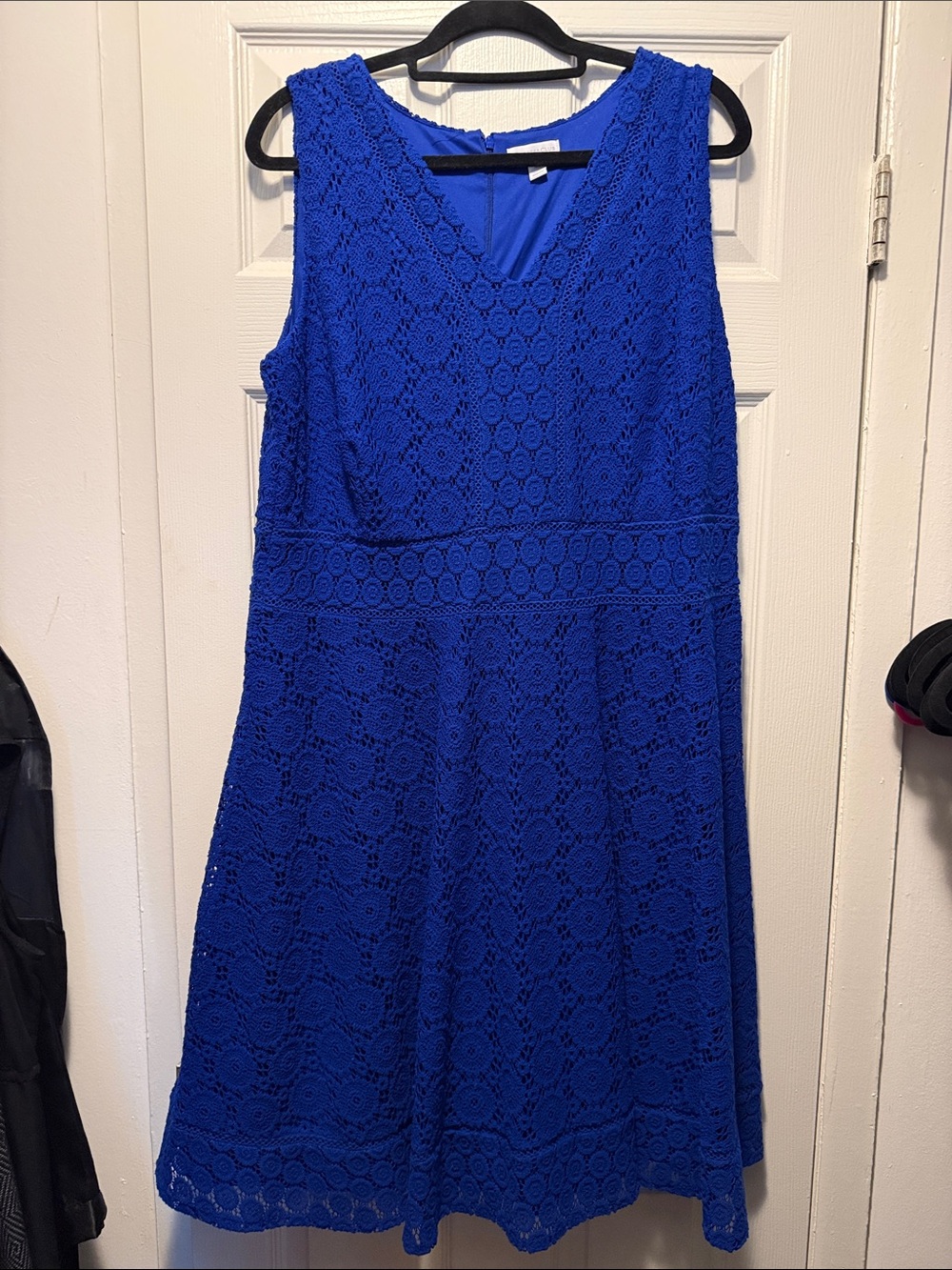 Charter Club Royal Blue Sleeveless Lace Midi Dress